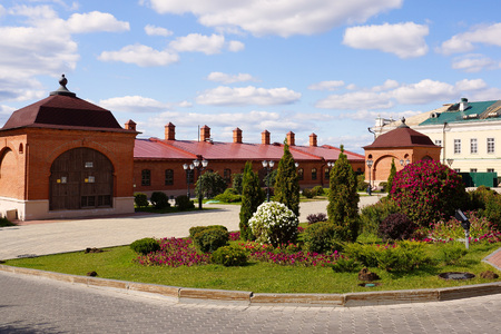 Kazan, Russia - September 4, 2019. The territory of the Kazan Kremlin. Complex Cannon Yard. Museum...