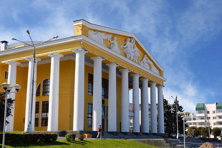 Cheboksary, Russia - September 10, 2019. Chuvash State Academic Drama Theater named after KV Ivanov. The building was built in 1961. Architect - A. Maximov.のeditorial素材