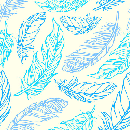 Seamless pattern with hand drawn decorative feathersのイラスト素材