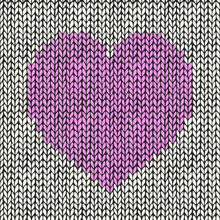 Seamless background with pink knitted heart のイラスト素材