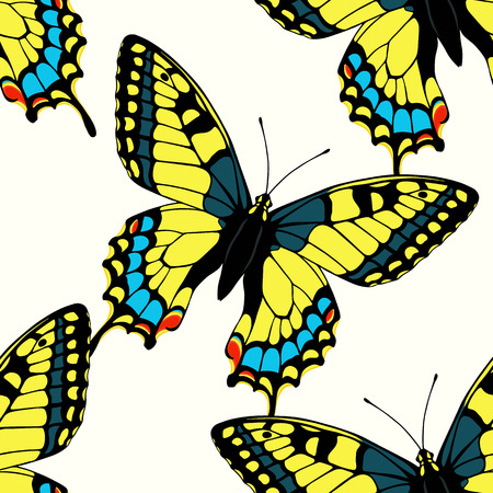 Seamless pattern with colorful machaon butterfliesのイラスト素材
