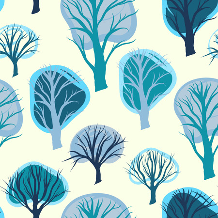 Vector seamless pattern with hand drawn doodle decorative treesのイラスト素材