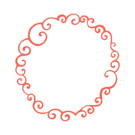 Hand drawn curly doodle frame  Template for your designのイラスト素材