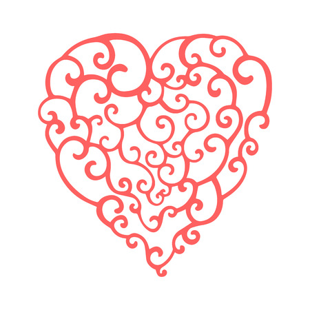 Hand drawn curly doodle heart  Template for your designのイラスト素材