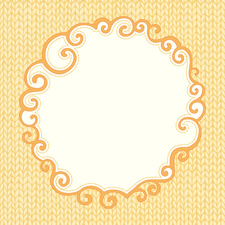 Seamless knitted pattern with frame for textのイラスト素材