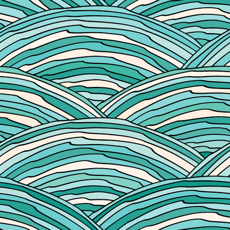 Vector seamless pattern with hand drawn decorative wavesのイラスト素材