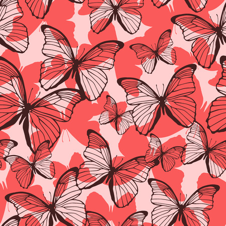 Seamless pattern with decorative colorful butterfliesのイラスト素材