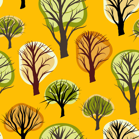 Seamless pattern with decorative treesのイラスト素材