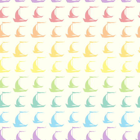 Seamless pattern with sailing ships on wavesのイラスト素材