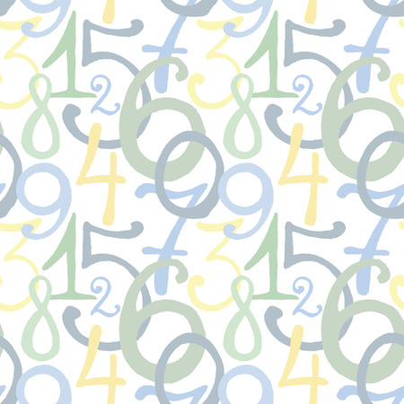 Seamless pattern with hand drawn painted numbersのイラスト素材