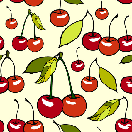 Seamless pattern with decorative cherriesのイラスト素材