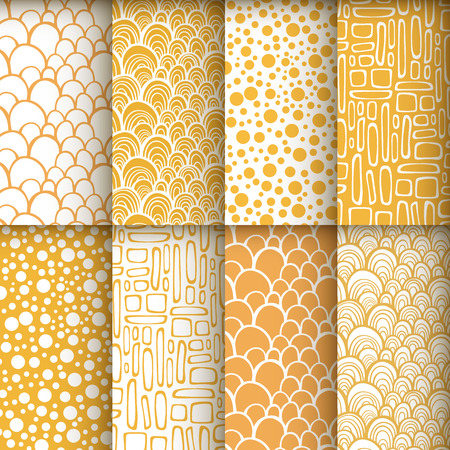 Decorative doodle geometric seamless patterns setのイラスト素材