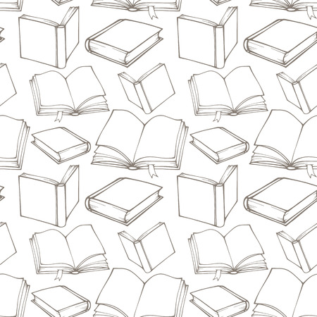 Seamless pattern with outline decorative booksのイラスト素材