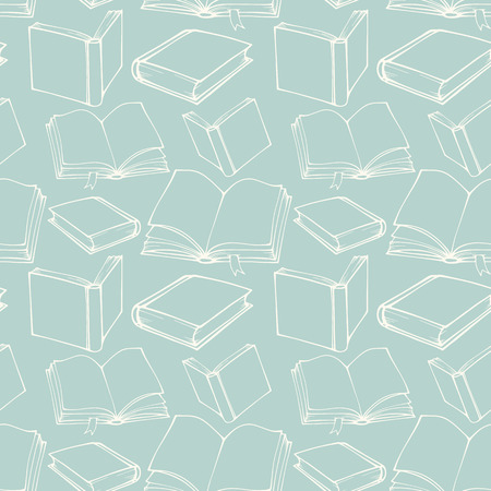 Seamless pattern with outline decorative booksのイラスト素材
