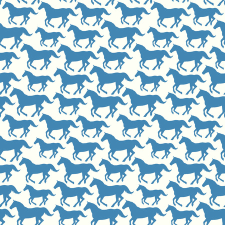 Seamless pattern with stylized silhouette horsesのイラスト素材