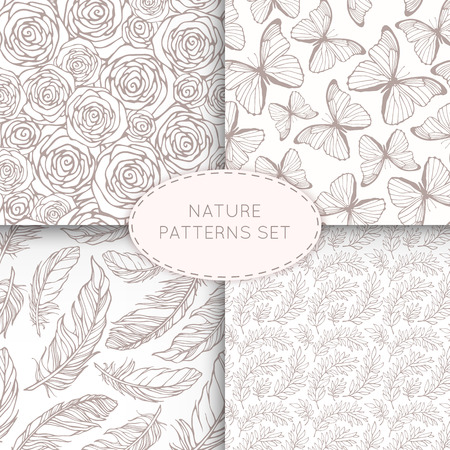 Nature seamless patterns setのイラスト素材