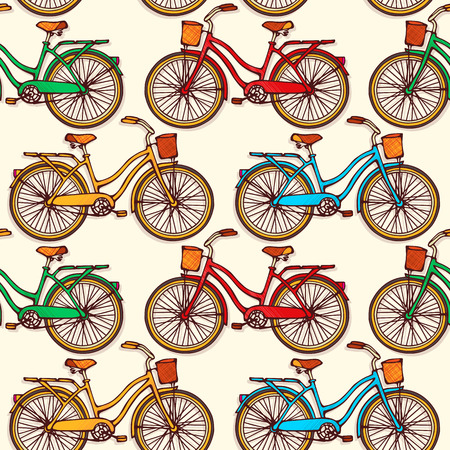 Seamless pattern with vintage bicyclesのイラスト素材