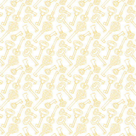 Seamless pattern with outline vintage keysのイラスト素材