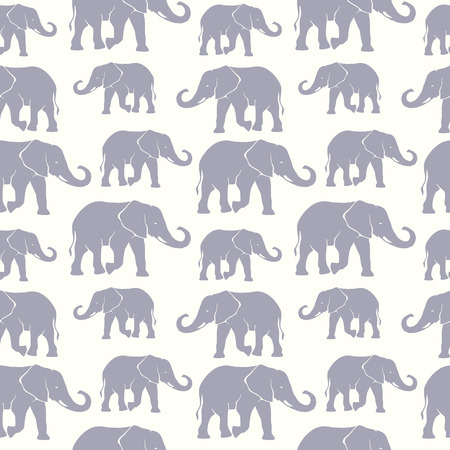 Seamless pattern with hand drawn silhouette elephantsのイラスト素材