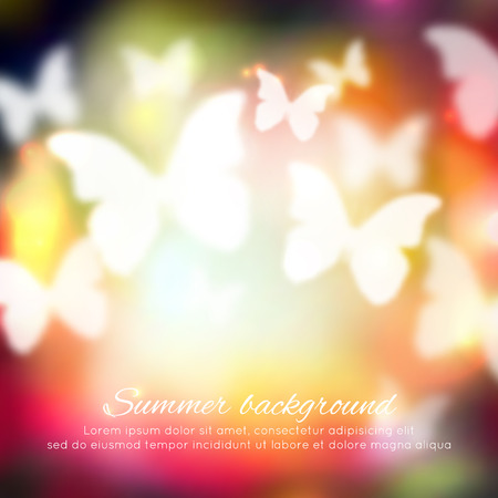 Abstract summer background with butterfliesのイラスト素材