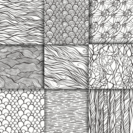 Abstract doodle seamless patterns setのイラスト素材