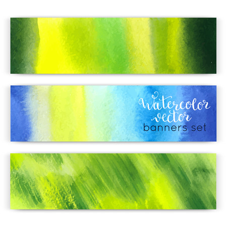 Watercolor hand painted banners setのイラスト素材