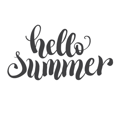 Hello summer hand lettering typography posterのイラスト素材