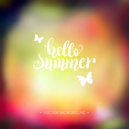 Hello summer hand lettering backgroundのイラスト素材