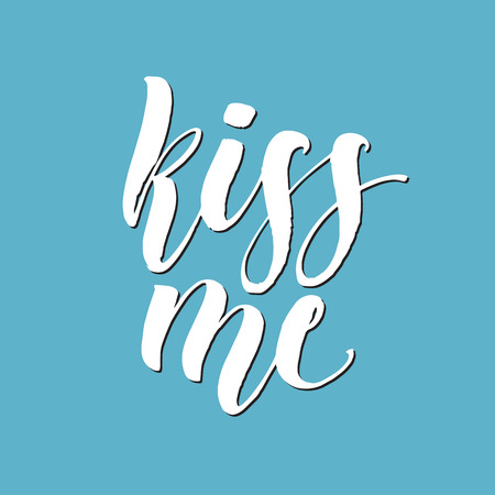 Kiss me hand lettering. Romantic background. Greeting card design template. Can be used for website background, poster, printing, banner. Vector illustrationのイラスト素材