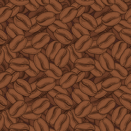 Seamless pattern with coffee beans. Neutral background. Decorative doodle vector illustrationのイラスト素材