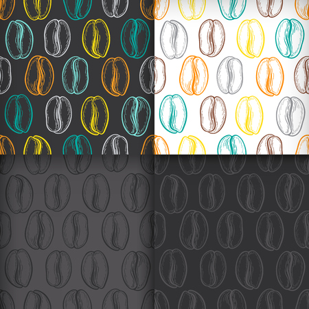 Seamless pattern with coffee beans. Neutral background. Decorative doodle vector illustrationのイラスト素材
