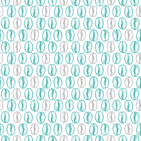 Seamless pattern with coffee beans. Neutral background. Decorative doodle vector illustrationのイラスト素材