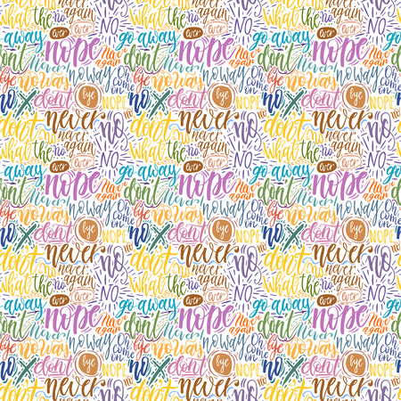 Hand lettering doodle seamless pattern with words of protest. Can be used for postcard, poster, print, greeting card, t-shirt, phone case design. Vector illustrationのイラスト素材