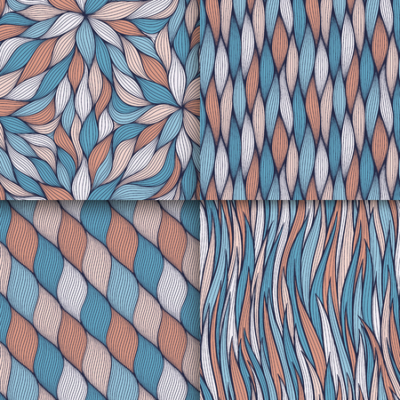 Abstract wavy lines and floral patterns.のイラスト素材