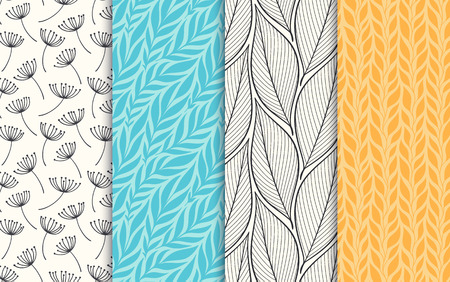 Hand drawn linear and silhouette of flowers, branches, and leaves texture using Vintage colors Vector illustrationのイラスト素材