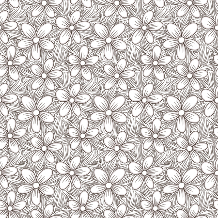 Decorative floral seamless pattern. Hand drawn colorful stylized doodle background. Botanical vector illustrationのイラスト素材