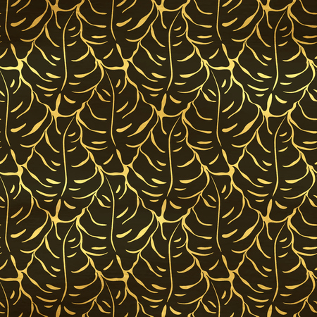 Seamless pattern with monstera leaves silhouettes. Trending tropical background. Vector illustrationのイラスト素材