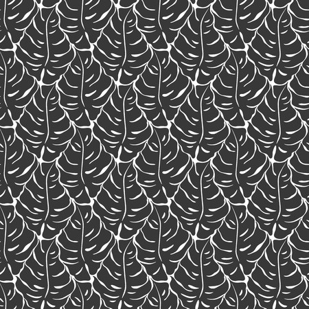 Seamless pattern with monstera leaves silhouettes. Trending tropical background. Vector illustrationのイラスト素材