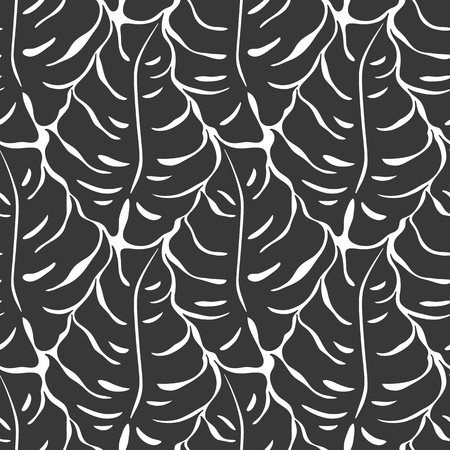 Seamless pattern with monstera leaves silhouettes. Trending tropical background. Vector illustrationのイラスト素材
