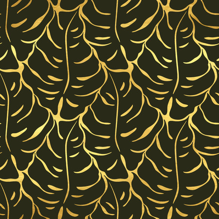 Seamless pattern with monstera leaves silhouettes. Trending tropical background. Vector illustrationのイラスト素材