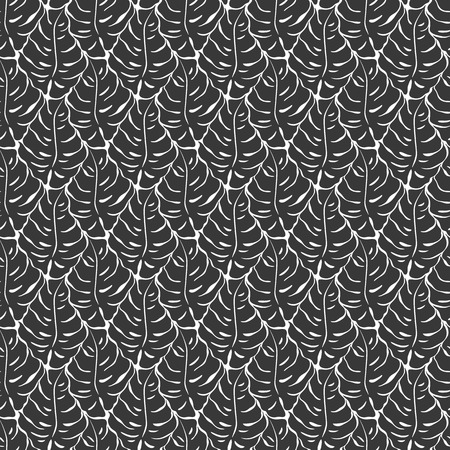 Seamless pattern with monstera leaves silhouettes. Trending tropical background. Vector illustrationのイラスト素材