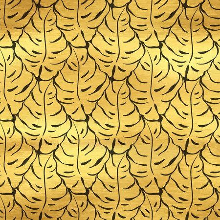 Seamless pattern with monstera leaves silhouettes. Trending tropical background. Vector illustrationのイラスト素材