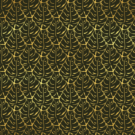 Seamless pattern with monstera leaves silhouettes. Trending tropical background. Vector illustrationのイラスト素材