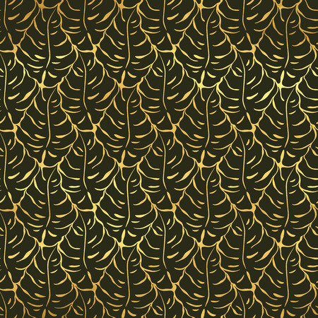 Seamless pattern with monstera leaves silhouettes. Trending tropical background. Vector illustrationのイラスト素材