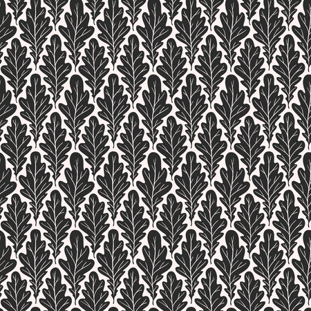 Stylized colorful silhouette oak leaves seamless pattern. Nature universal textures. Hand drawn decorative floral ornamental background. Vector illustrationのイラスト素材