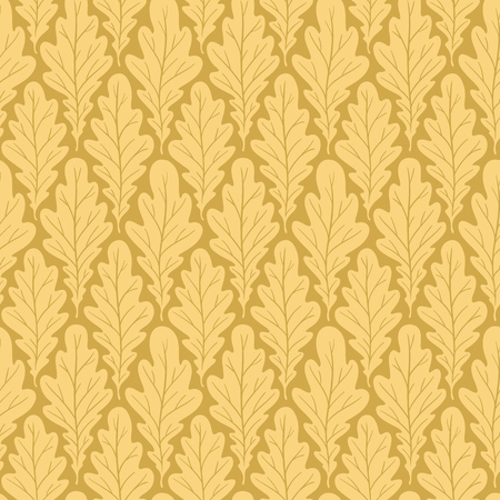 Stylized colorful silhouette oak leaves seamless pattern. Nature universal textures. Hand drawn decorative floral ornamental background. Vector illustrationのイラスト素材