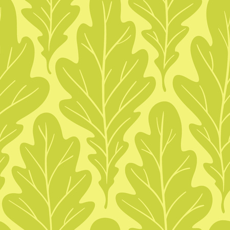 Stylized colorful silhouette oak leaves seamless pattern. Nature universal textures. Hand drawn decorative floral ornamental background. Vector illustrationのイラスト素材