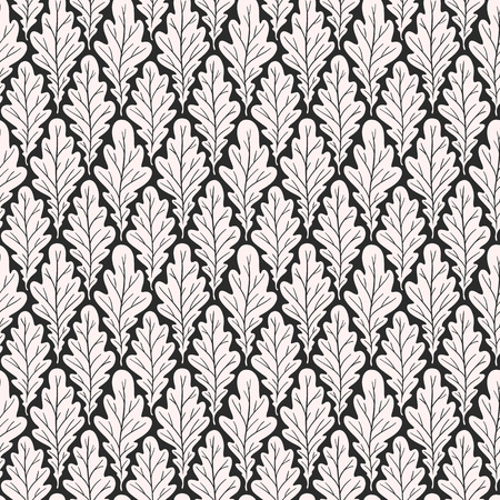 Stylized colorful silhouette oak leaves seamless pattern. Nature universal textures. Hand drawn decorative floral ornamental background. Vector illustrationのイラスト素材