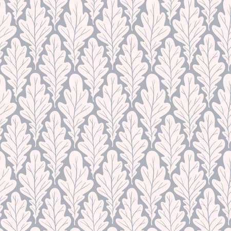 Stylized colorful silhouette oak leaves seamless pattern. Nature universal textures. Hand drawn decorative floral ornamental background. Vector illustrationのイラスト素材