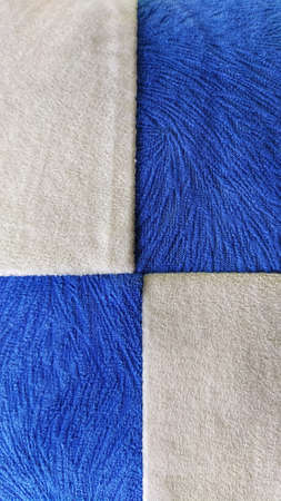 Close-up of blue and white wool threads for embroidery